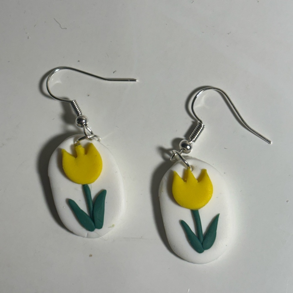 Floral Drop Earrings in Yellow and Green